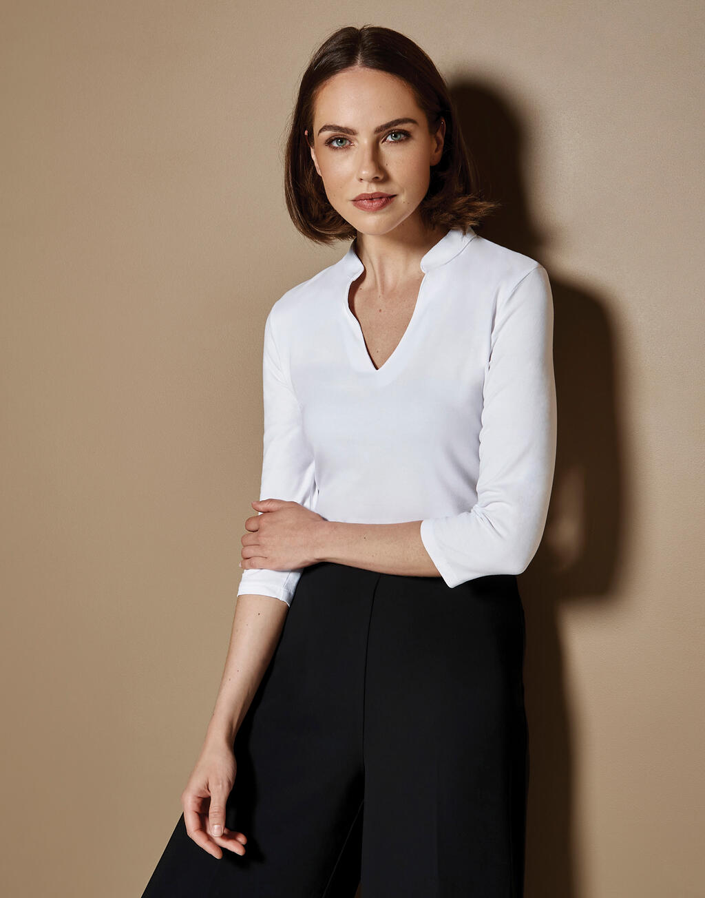 Regular Fit Mandarin Collar Top 3/4 Sleeve imagen 2
