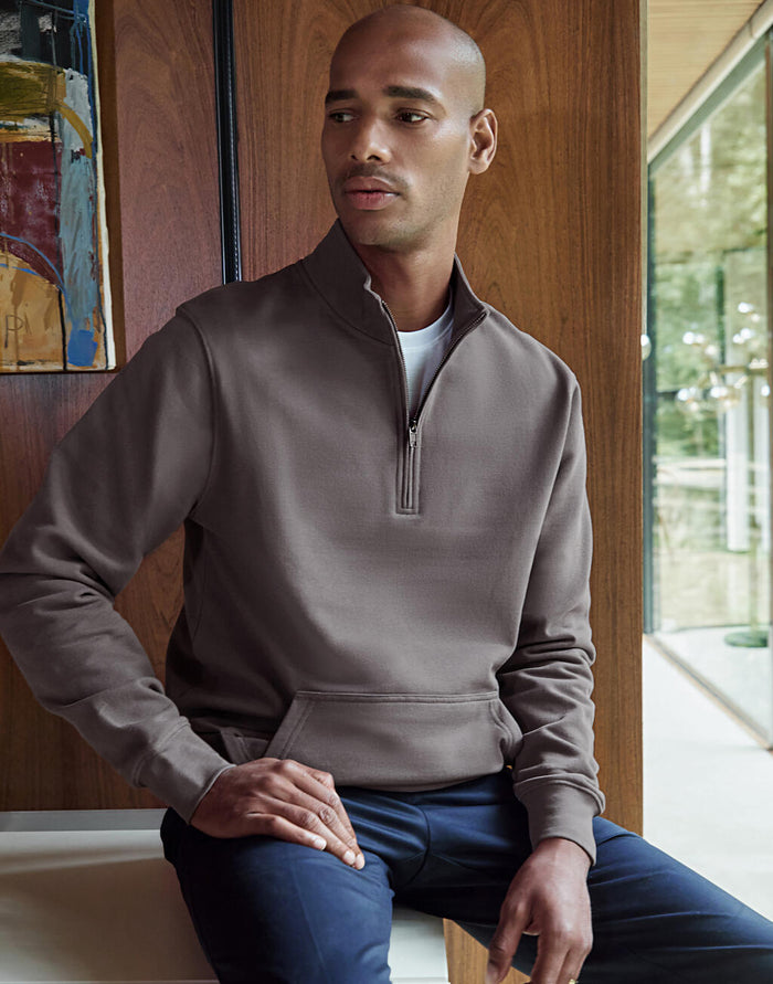 Sudadera de piqué con cremallera 1/4