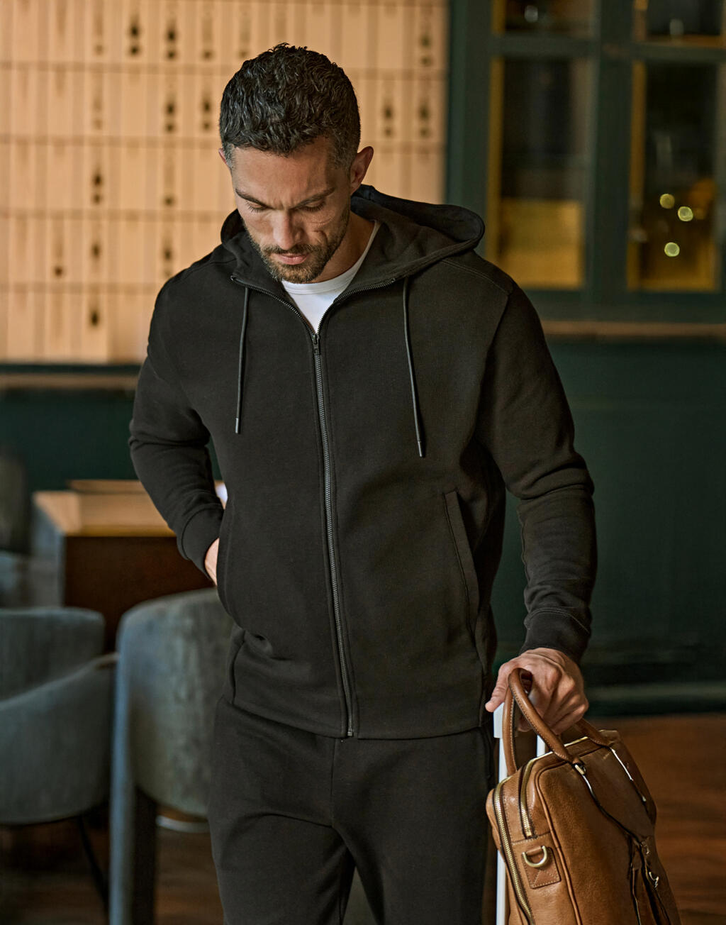 Ribbed Interlock Hooded Full Zip imagen 1