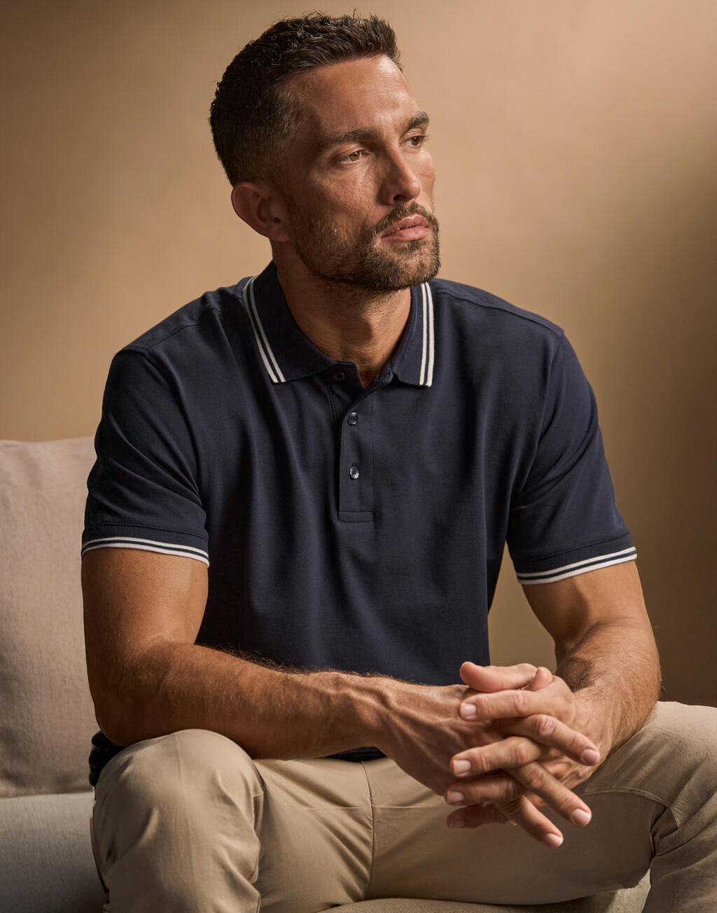 Luxury Stripe Stretch Polo imagen 1