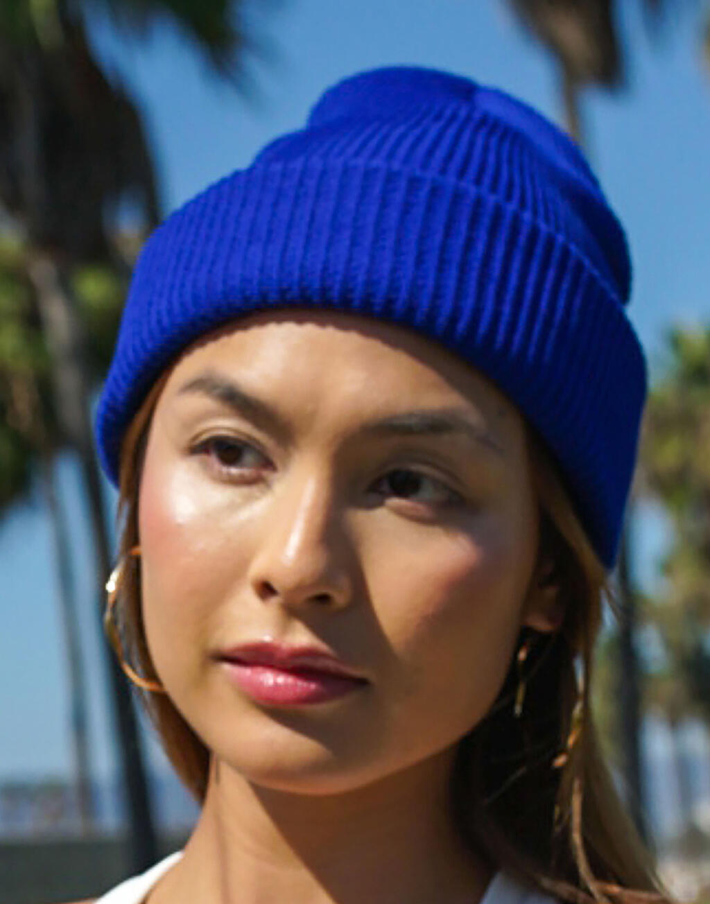 Recycled Yarn Ribbed Knit Beanie imagen 1
