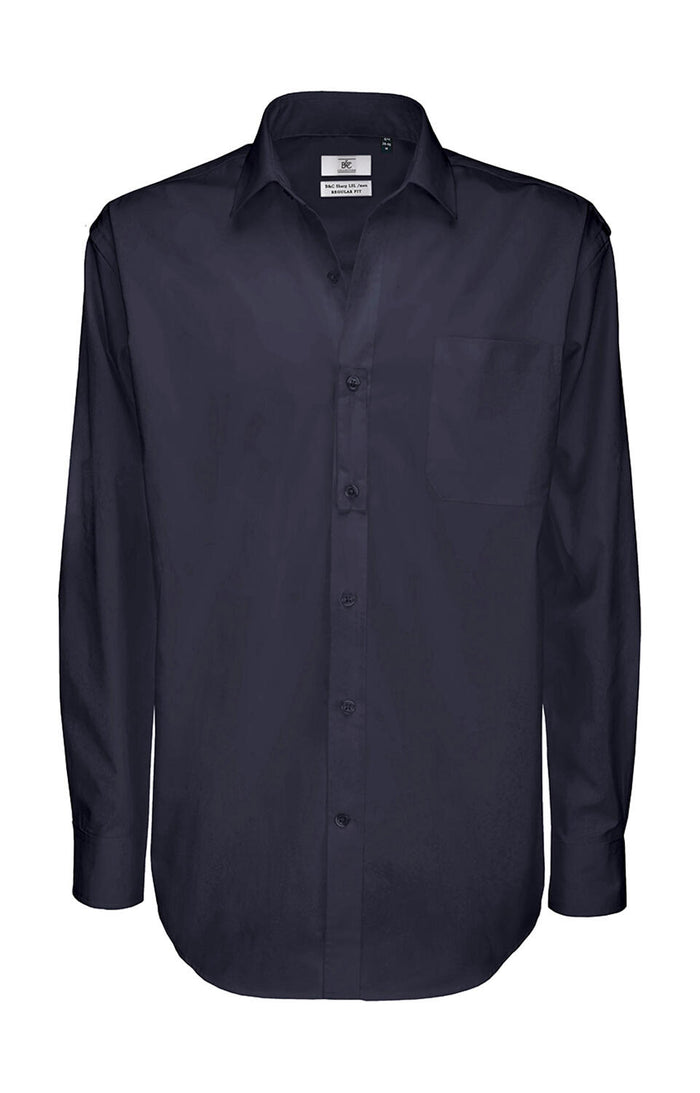 Camisa Sharp de sarga manga larga hombre