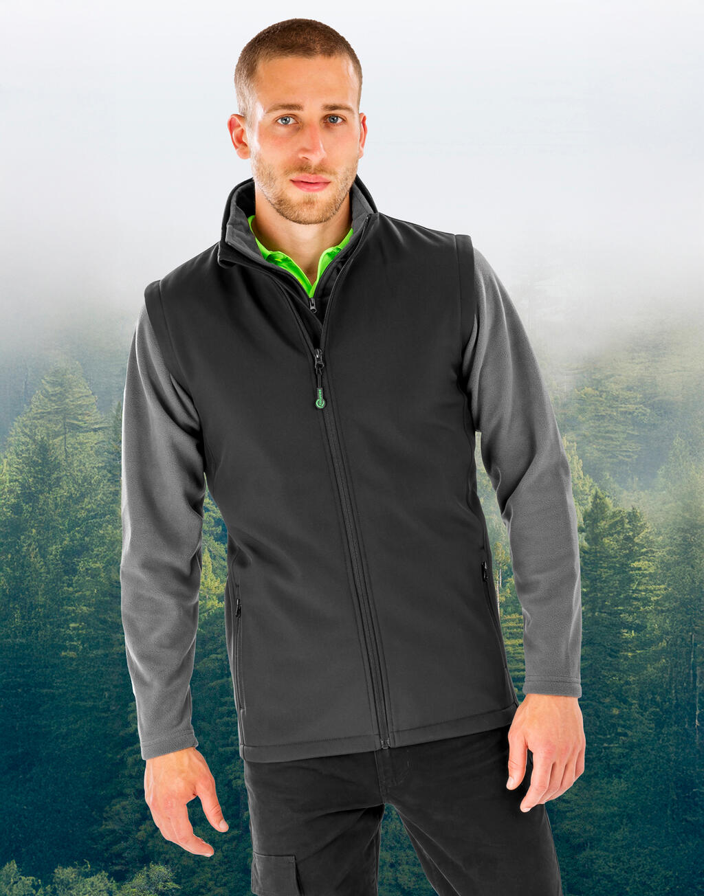 Men's Recycled 2-Layer Printable Softshell B/W imagen 3