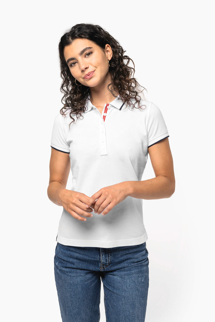 Polo piqué maga corta mujer