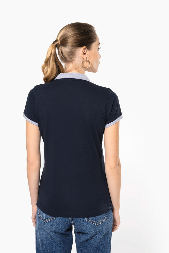 Polo piqué bicolor mujer