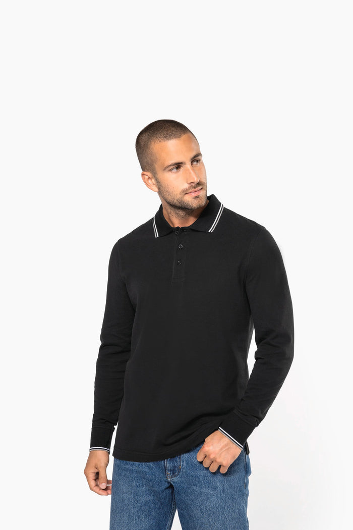Polo piqué manga larga hombre