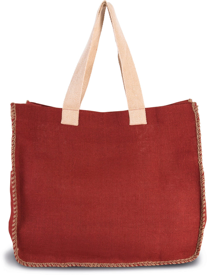Bolsa de yute con costuras contrastadas