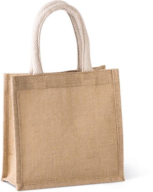 Bolsa estilo tote de tela de yute, modelo pequeño