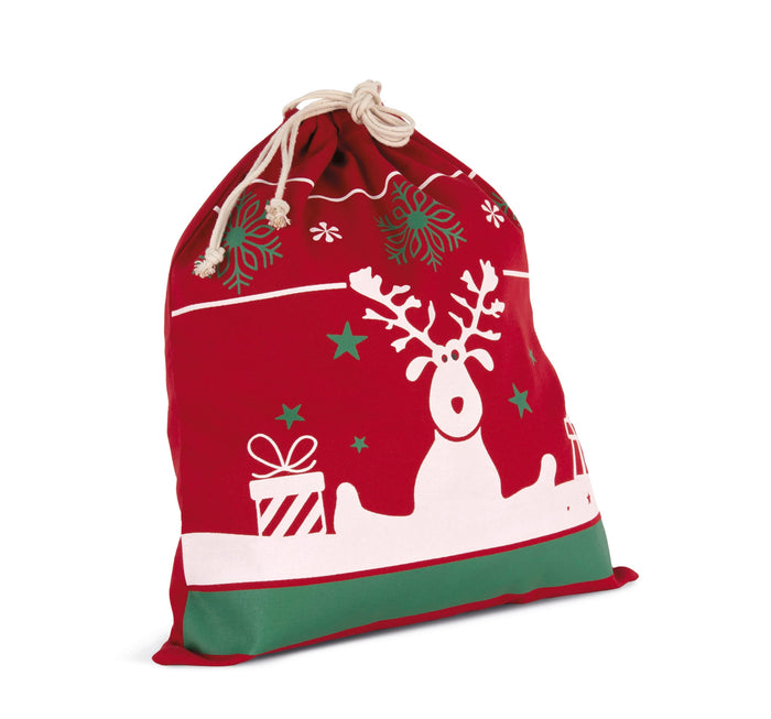 Bolsa con cordón y motivos navideños